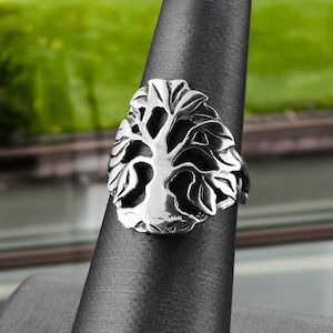 Sterling Silver Tree of Life Statement Ring for Women | Solid 925 Silver Nature Symbol Ring | Spiritual Boho Handmade Jewelry