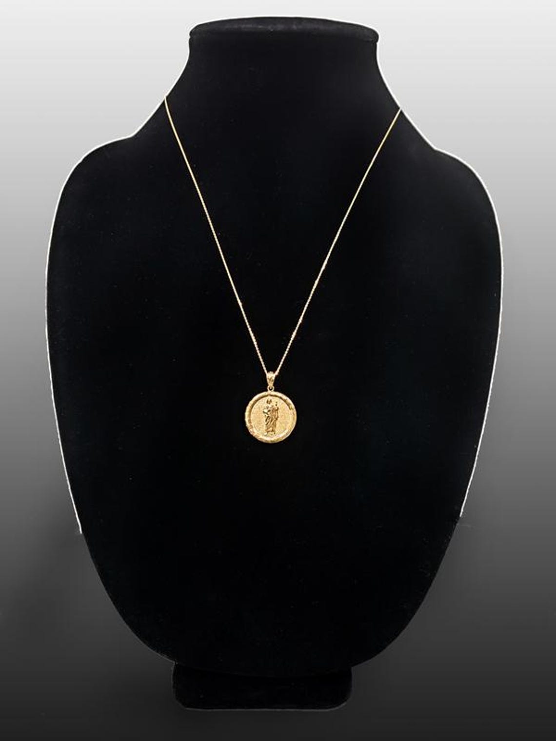 St. Jude Thaddeus Medallion Pendant Necklace 10K 14K Yellow Gold ...