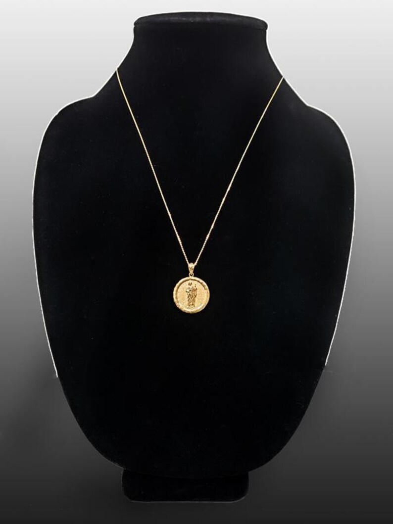 St. Jude Thaddeus Medallion Pendant Necklace 10K 14K Yellow Gold ...