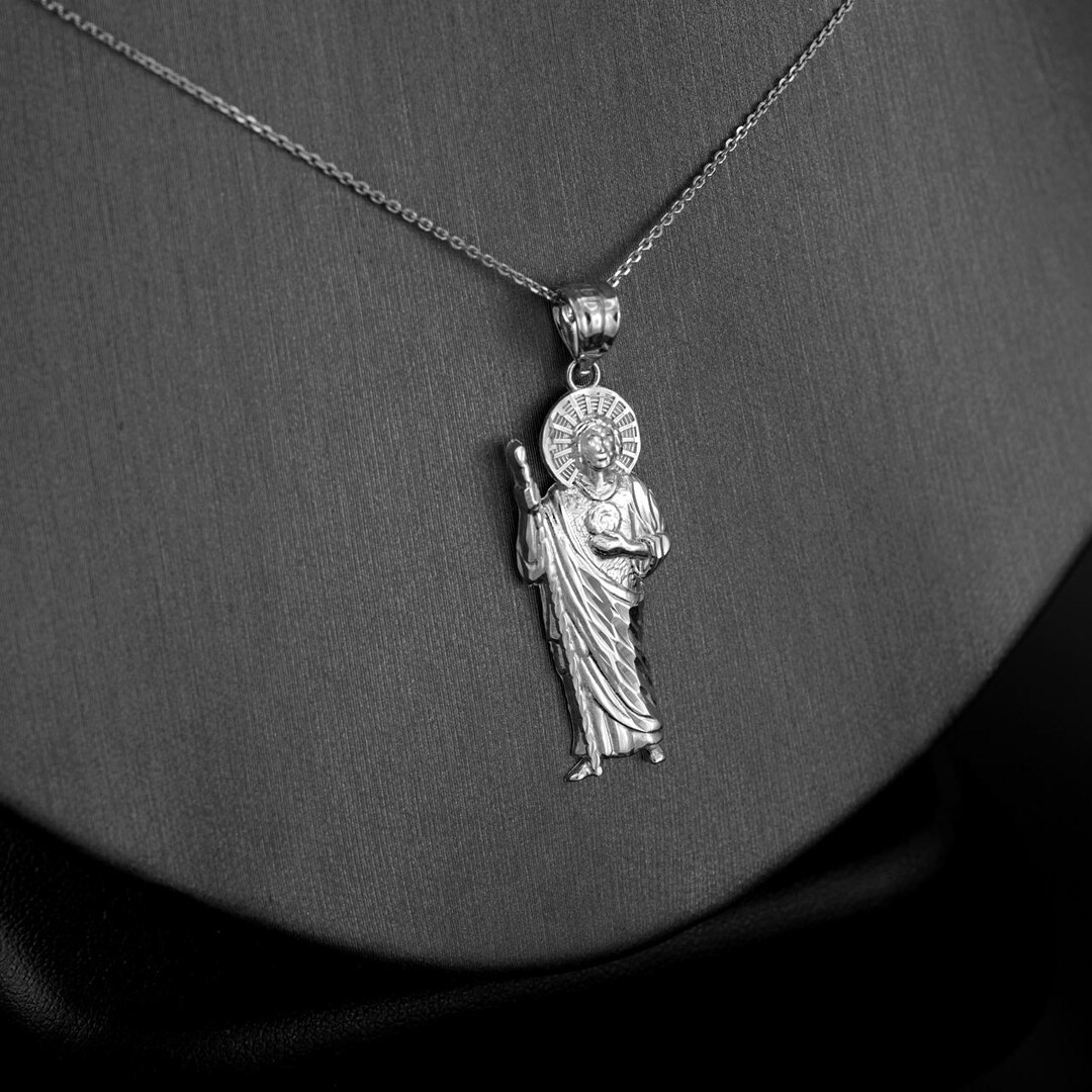 Sterling Silver St Jude Thaddeus Charm Necklace DC Sacred Heart Unisex ...