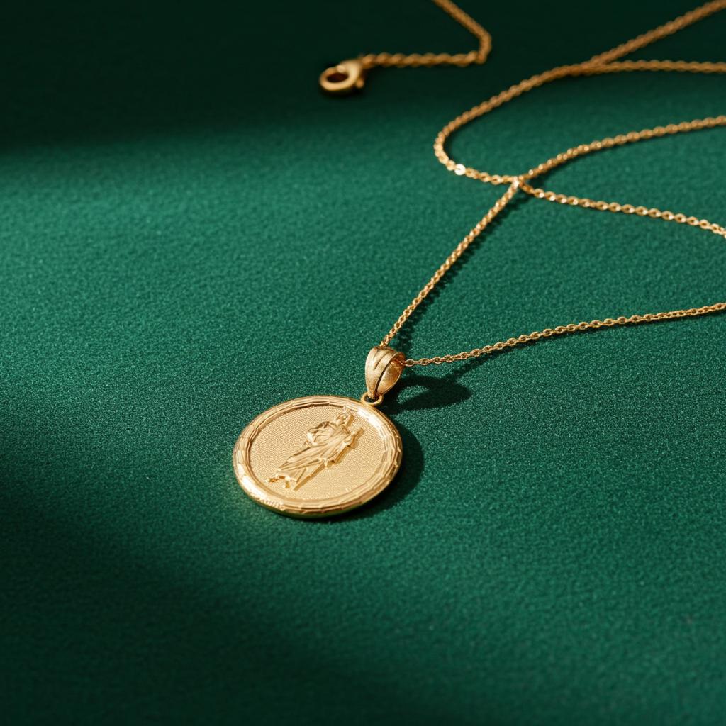 St. Jude Thaddeus Medallion Pendant Necklace 10K 14K Yellow Gold ...