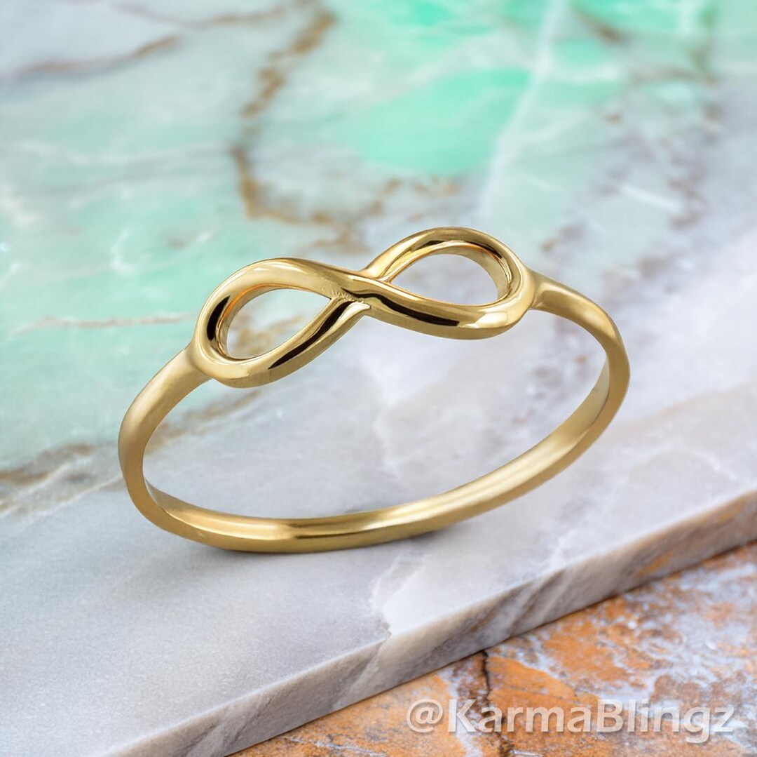 Elegant Gold Infinity Ring: Minimalist 10K or 14K Symbol Band - Etsy