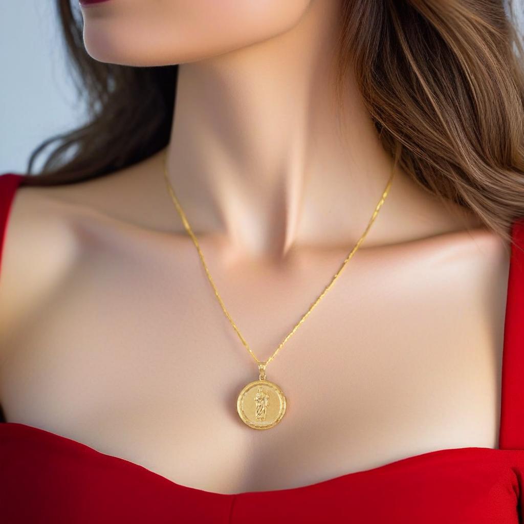 St. Jude Thaddeus Medallion Pendant Necklace 10K 14K Yellow Gold ...