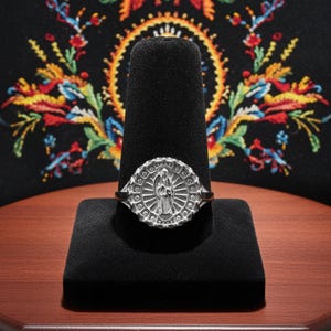 Santa Muerte Angel of Death Sterling Silver Women's Ring, Divine Protection & Spiritual Power Jewelry image 7