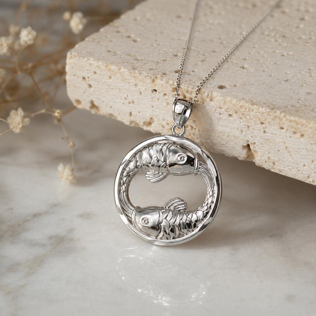 Sterling Silver Zodiac Sign Pendant Necklace | Round Diamond-cut Design ...