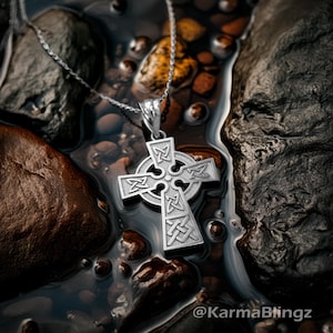 Sterling Silver Celtic Cross Pendant Necklace: Handcrafted Religious Jewelry