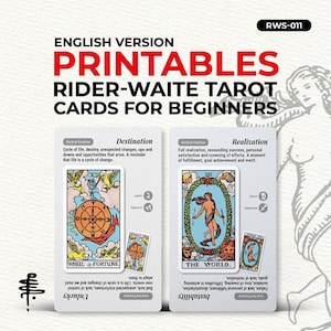 Tarot Cheat Sheet Cards, Guide Cards, Spanish Language, High Resolution, English Language, Commercial Use.
