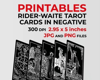Rider Waite Smith Negative and Red Design Tarot Card Deck Printable ...