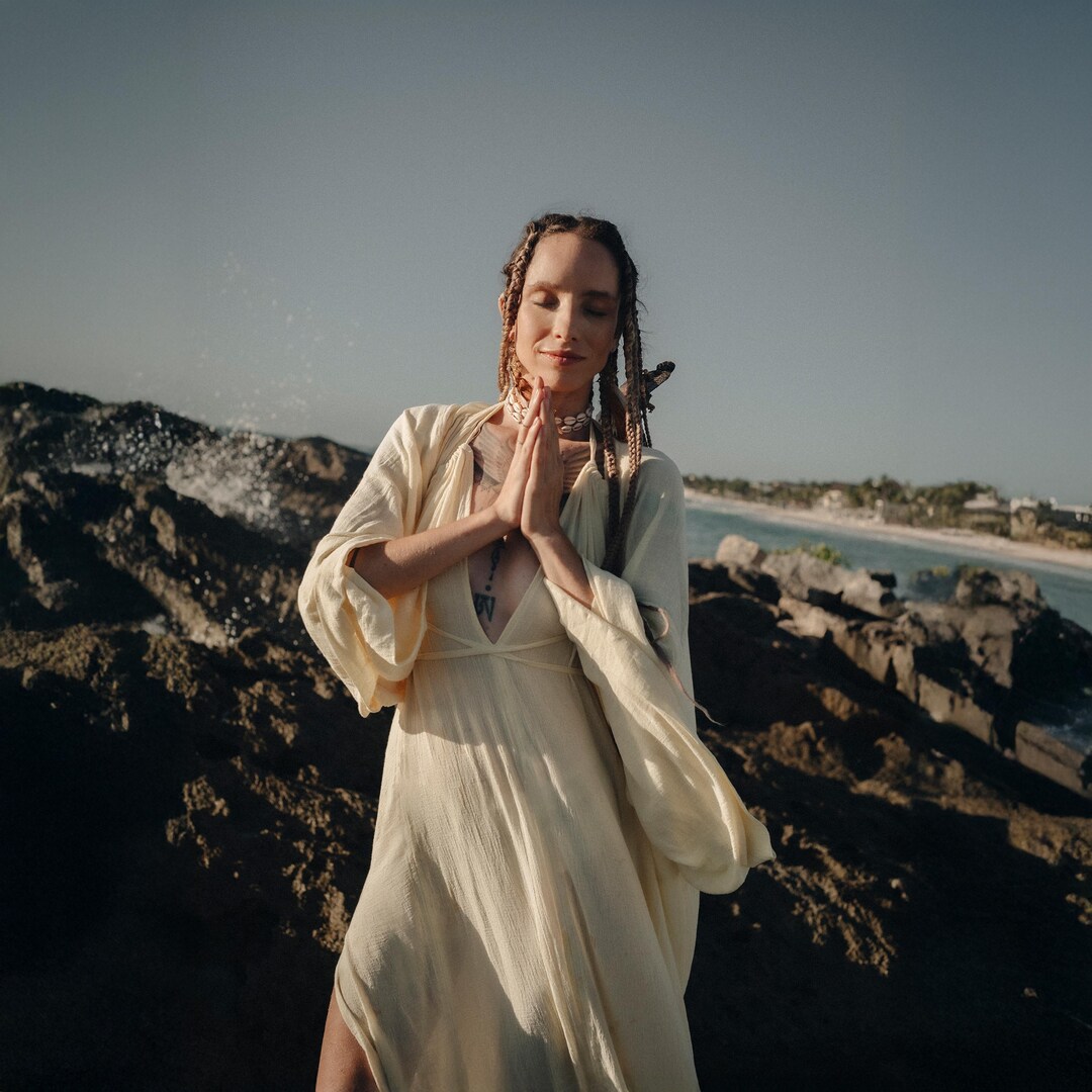 Organic Cotton Pastel YELLOW VENUS DRESS: Boho Goddess Women Robe, Slow Fashion Clothing - Etsy Organic Cotton Pastel YELLOW VENUS DRESS: Boho Goddess Women Robe, Slow Fashion Clothing - Etsy