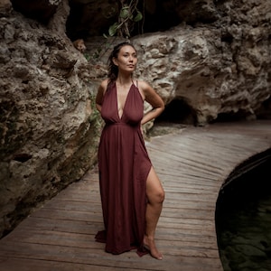 Organic Grape Venus Dress • Boho Bridesmaid Dress • Adjustable Robe Dress • Goddess Dress • Priestess Dress