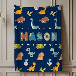 Personalized Dinosaur Blanket, Custom Name Blanket, Dinosaur Print Customized Blanket for Boys, Personalized Baby Blanket, Baby Shower Gift