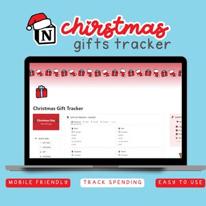 Rastreador de regalos navideños de Notion / Planificador económico y rastreador de listas de deseos de Notion / Organice sus regalos navideños 2024