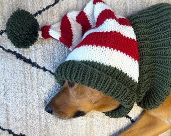 Holiday Elf Hat For Dogs, Dog Hat Pattern, Elf Hat Dog Hat Knitting Pattern, dog hat, Christmas Dog Hat, Elf Dog Hat Pattern, Elf Dog Hat,