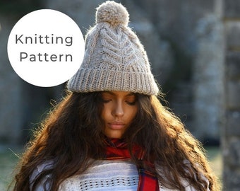 Highlander Hat Knitting Pattern / Cable Knit Hat Knitting Pattern / Hat pattern / Outlander patterns / Outlander knits / Cable Knitting