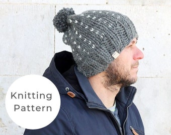 Knitting Pattern / Men's hat pattern / Fair isle knit hat with pom pom / Winter hat pattern / Easy knitting pattern