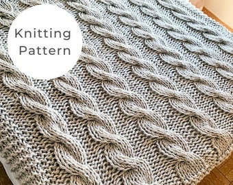 Chunky blanket knitting pattern, blanket pattern, cable knit blanket pattern, cable blanket, chunky knit blanket, blanket