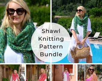 Shawl Knitting Pattern Bundle x 4 Patterns, Shawl Pattern, Shawl Knitting Pattern, Triangle Shawl, Triangle Scarf, Shawl Patterns,