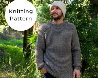 Men's Sweater Pattern / Sweater Pattern / Men's Sweater Knitting Pattern / Raglan Sweater Pattern / Crewneck Sweater Knitting Pattern