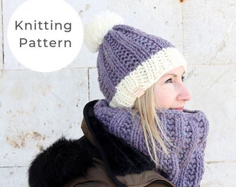 Knitting Pattern / Chunky knit hat and cowl / Winter hat pattern / Easy hat knitting pattern / Chunky cowl pattern / Easy cowl pattern