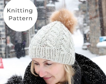 Cable Knit Hat Pattern, Cable Hat Knitting Pattern, Easy Cable Hat Pattern, Cable Knitting,