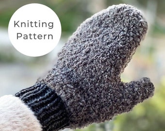 Fuzzy Knit Mittens Pattern, Mittens Knitting Pattern, Easy Mittens Pattern, Mittens, Teddy Aran Mittens,