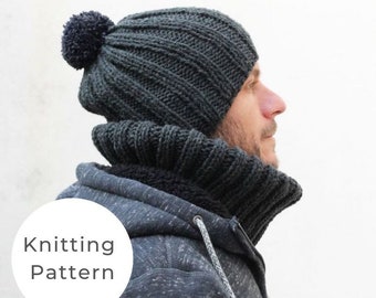 Knitting Pattern / Knit hat and cowl / Men's hat pattern / Winter hat pattern / Easy hat knitting pattern / Easy cowl pattern