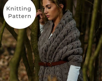 Cable Wrap Knitting Pattern / Outlander Patterns / Outlander / Wrap Pattern / Shawl Pattern / Cable Knit / Cable Knitting