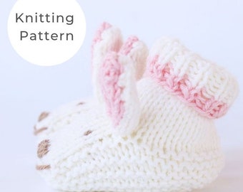 Bunny slippers knitting pattern, baby booties, baby knitting patterns, baby knitting, knitting pattern, baby slippers pattern