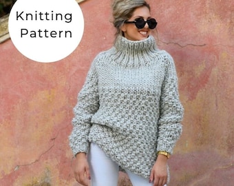 Oversized Chunky Knit Sweater Pattern, Thick Knit Sweater Pattern, Raglan Sweater Pattern, Oversized Sweater, Super Bulky Sweater,