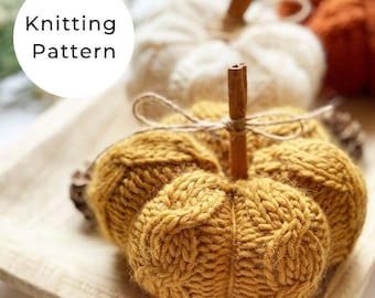 Cable knit pumpkin knitting pattern, pumpkin pattern, pumpkin pattern, pumpkin decor, knitted pumpkin, farmhouse pumpkins, fall decor
