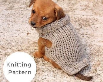 Patrón de tejido de suéter para cachorros, patrón de tejido de suéter para perros, patrón de suéter para perros, ropa para perros, patrón de suéter para perros, suéter para cachorros,