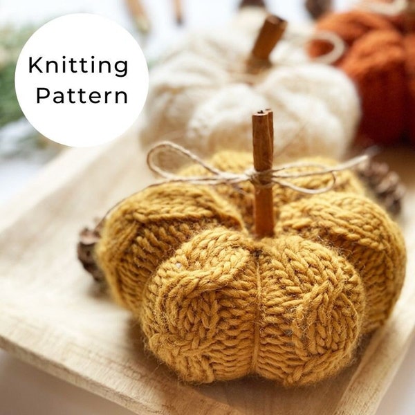 Cable knit pumpkin knitting pattern, pumpkin pattern, pumpkin pattern, pumpkin decor, knitted pumpkin, farmhouse pumpkins, fall decor