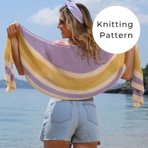 Crescent Shawl Knitting Pattern, Garter Tab Crescent Shawl Knitting Pattern, Summer Shawl Knitting Pattern, Cotton Shawl, Summer Shawl, image 1