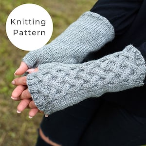 Celtic cable fingerless gloves pattern /Knitting Pattern / Fingerless mittens pattern / Outlander patterns / Cable knit / Outlander knits image 1