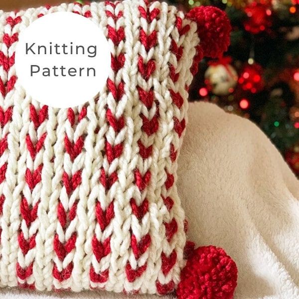 Christmas Pillow Cover Knitting Pattern, Chunky Knit Pillow Pattern, Knitting Pattern, Chunky Knit, Christmas Knitting,
