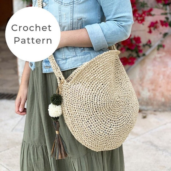 Crochet circle bag pattern, crochet bag, crochet pattern, crochet bag pattern, crochet circle bag, raffia bag, raffia bag pattern