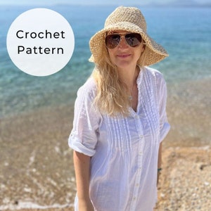 Crochet Raffia Sun Hat Pattern, Crochet Pattern, Crochet Hat, Raffia Hat Crochet Pattern, Sun Hat Pattern,