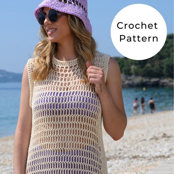 Beach Dress Crochet Pattern, Crochet Pattern, Crochet Cover Up Pattern, Beach Cover Up Crochet Pattern, Beach Dress,