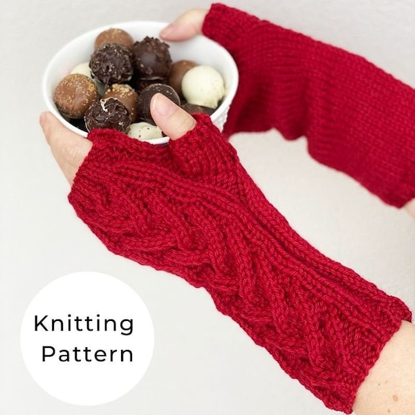 Cable knit fingerless gloves pattern/Knitting pattern/Fingerless mittens pattern/Cable knit/Cable stitches