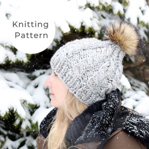 Cable Knit Hat Pattern, Cable Hat Knitting Pattern, Easy Cable Hat Pattern, Cable Knitting,