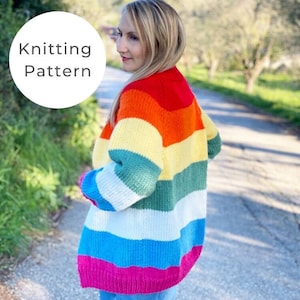 Regenbogen-Strickjacke, Strickmuster, Regenbogen-Strickmuster, Oversized-Strickjacke, Oversized-Strickjacke, Oversized-Strickjacke, Oversized-Strickjacke, Strickmuster