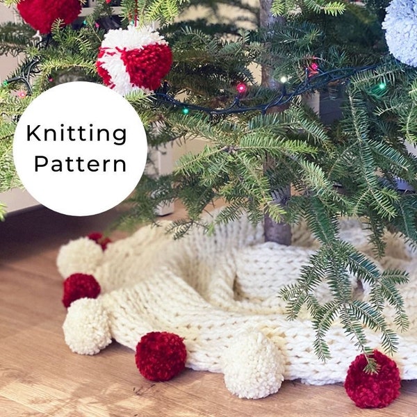 Christmas Tree Skirt Knitting Pattern, Chunky knit tree skirt pattern, tree skirt pattern, Christmas knitting, Christmas knits