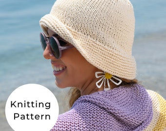 Bucket Hat Knitting Pattern, Knitted Bucket Hat Pattern, Sun Hat Pattern, Beach Hat Knitting Pattern, Summer Hat, Sun Hat, Bucket Hat,