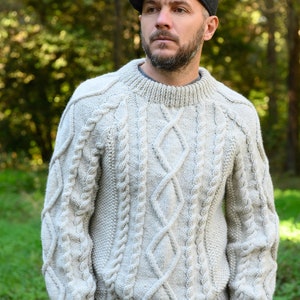Men&#39;s Aran Sweater Pattern / Sweater Pattern / Men&#39;s Sweater Knitting Pattern / Cable Knit Sweater Pattern / Aran Sweater
