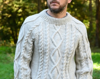 Men's Aran Sweater Pattern / Sweater Pattern / Men's Sweater Knitting Pattern / Cable Knit Sweater Pattern / Aran Sweater