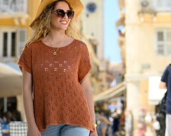 The Erato Tee Knitting Pattern, Tee Knitting Pattern, Tee Pattern, Top Knitting Pattern, Summer Top, Summer Knit Top, Dandelion Fluff,