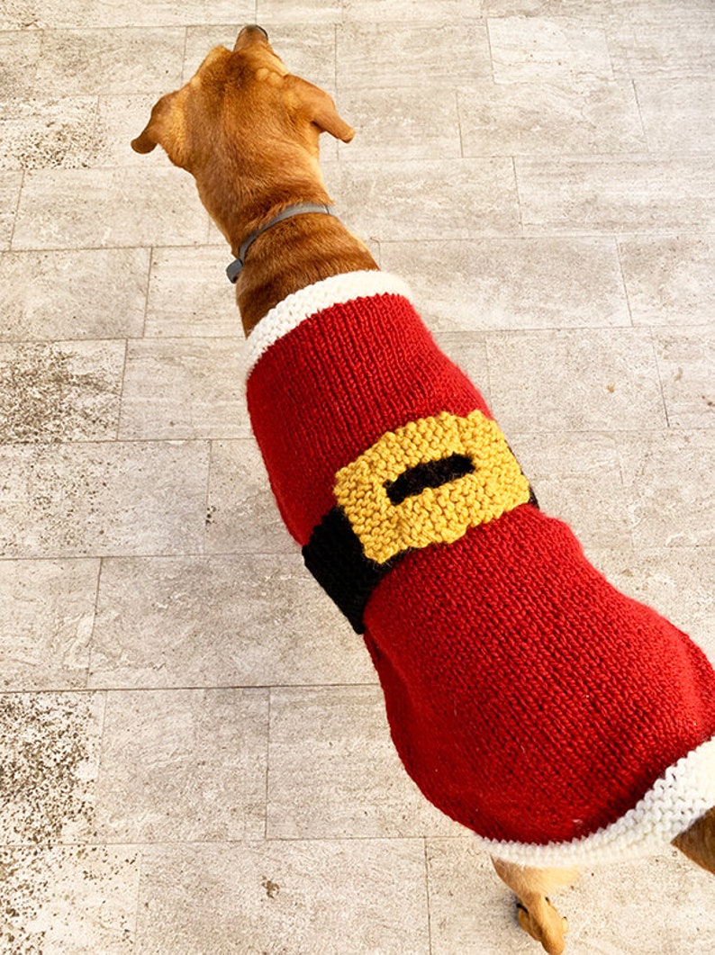 Santa Claus Dog Sweater Knitting Pattern, dog sweater knitting pattern, dog sweater pattern, dog clothes, dog jumper pattern, Christmas image 7