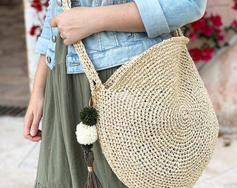 Crochet Circle Bag Pattern, Crochet Bag, Crochet Pattern, Crochet Bag Pattern, Crochet Circle Bag, Raffia Bag, Raffia Bag Pattern