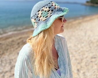 Granny Square Bucket Hat Crochet Pattern, Crochet Pattern, Crochet Hat, Crochet Bucket Hat , Hat Pattern, Granny Square Hat, Bucket Hat