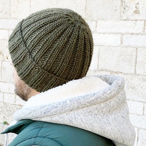 Mariner's Hat Knitting Pattern, Ribbed Beanie Hat Knitting Pattern, Easy Hat Knitting Pattern, Ribbed Hat Pattern, Unisex Beanie image 5